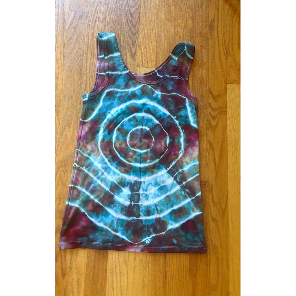 Amazon Essentials Ice Dye Tank Top Teal Burgundy Target Mandala Upcycled L Large